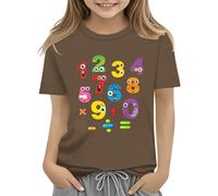 Maskjuwio T-shirt coloré Jour des maths pour enfants numéro 2025 Jour des mathématiques École Haut Jour des matchs T-shirts Math Lovers Fermetures pour cardigans, marron, 6-7 ans