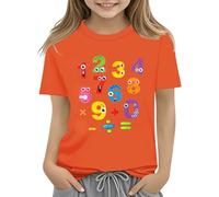 Maskjuwio T-shirt coloré Jour des maths pour enfants numéro 2025 Jour des mathématiques École Haut Jour des matchs T-shirts Math Lovers Fermetures pour cardigans, Orange, 2-3 ans
