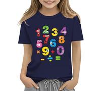 Maskjuwio T-shirt coloré Jour des maths pour enfants numéro 2025 Jour des mathématiques École Haut Jour des matchs T-shirts Math Lovers Fermetures pour cardigans, Marine, 12-13 ans