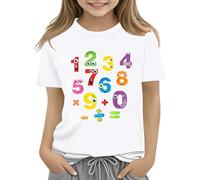 Maskjuwio T-shirt coloré Jour des maths pour enfants numéro 2025 Jour des mathématiques École Haut Jour des matchs T-shirts Math Lovers Fermetures pour cardigans, Blanc., 4-5 ans