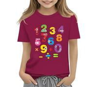 Maskjuwio T-shirt coloré Jour des maths pour enfants numéro 2025 Jour des mathématiques École Haut Jour des matchs T-shirts Math Lovers Fermetures pour cardigans, Bordeaux, 2-3 ans