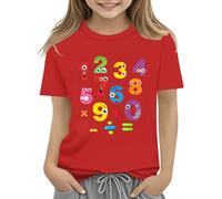 Maskjuwio T-shirt coloré Jour des maths pour enfants numéro 2025 Jour des mathématiques École Haut Jour des matchs T-shirts Math Lovers Fermetures pour cardigans, rouge, 2-3 ans