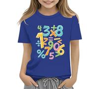 Maskjuwio T-shirt coloré pour enfant - Jour des mathématiques - 2025 - Pour l'école et la journée des mathématiques - Haut sans ventre, bleu foncé, 12-13 ans