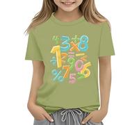 Maskjuwio T-shirt coloré pour enfant - Jour des mathématiques - 2025 - Pour l'école et la journée des mathématiques - Haut sans ventre, AG, 4-5 ans
