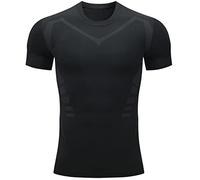 Maskjuwio T-shirt de compression pour homme - Manches courtes - Couche de base athlétique - T-shirt d'entraînement, Noir , M