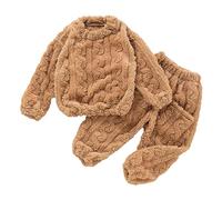 Maskjuwio Tenue, Coton Doux Chaud Col Rond Manches Longues Col Rond Couleur Unie Costume Corail Ensemble de Vêtements pour ou Fille Haut Chevaux, marron, 18-24 mois