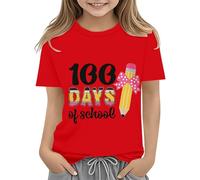 Maskjuwio Toddler Boy Girl Vêtements d'été Premier jour de l'école Chemise dans mon préécole Chemise pour tout-petits Chemises de maternelle Filles Mode, rouge, 6-7 ans