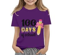 Maskjuwio Toddler Boy Girl Vêtements d'été Premier jour de l'école Chemise dans mon préécole Chemise pour tout-petits Chemises de maternelle Filles Mode, lilas, 10-11Years