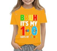 Maskjuwio Toddler Boy Girl Vêtements d'été Premier jour de l'école Chemise dans mon préécole Chemise tout-petits Chemises de maternelle Chemisier 52 femmes, jaune, 12-13 ans