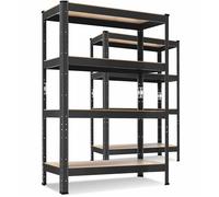MASKO® 2x Étagère charges lourde en métal max. 875kg | Étagère de Stockage & Rangement à 5 niveaux pour garage & Atelier Argent