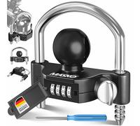MASKO® Antivol à combinaison avec code à 4 chiffres pour attelage de remorque courant, attelage de boule de remorque, montage facile, protection antivol pour caravane, remorque, barre en acier