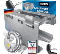 MASKO® Antivol de remorque avec système d'emboîtement pour remorques couplées - Serrure antivol pour caravane - Avec serrure à anse ronde, clé et capuchon de protection