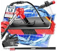 MASKO Brosse de lavage télescopique avec raccord d'eau 5,4 m Brosse de nettoyage avec manche télescopique extensible | Balai télescopique | Nettoyage des fenêtres et des installations PV | Poils