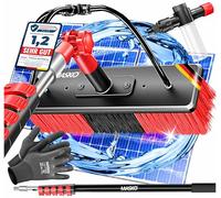 MASKO® Brosse de lavage télescopique avec raccordement à l'eau | Brosse de nettoyage extensible | Nettoyage des fenêtres et des installations PV | Poils