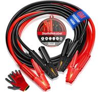 MASKO® Câble de démarrage et de pontage pour moteurs essence et diesel 12/24 Volt. Câble de démarrage en cuivre pour voiture, moto et camion avec 4 pinces à pôles entièrement isolées, gants et sac 2 x