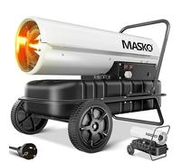 Masko® Canon de Chauffage 30 KW Diesel Sécheur de Chantier Chauffage de Chantier Générateur d'air Chaud radiateur soufflant 34 L Réservoir avec Thermostat Chauffage au fioul Débit d'air, Blanc/Noir