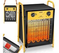 MASKO® Chauffage électrique radiateur soufflant chauffage de chantier avec thermostat intégré Appareil de chauffage électrique avec 3 niveaux de chauffage radiateur soufflant l'intérieur, jaune 9 KW