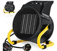 MASKO® Chauffage électrique radiateur soufflant Chauffage de chantier Chauffage céramique Chauffage électrique avec thermostat Chauffage électrique avec 3 niveaux de chauffage (2 KW, Gelb)