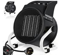 MASKO® Chauffage électrique radiateur soufflant Chauffage de chantier Chauffage céramique Chauffage électrique avec thermostat Chauffage électrique avec 3 niveaux de chauffage (2 KW, Weiß)