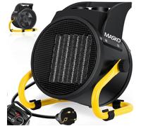 MASKO® Chauffage électrique radiateur soufflant Chauffage de chantier Chauffage céramique Chauffage électrique avec thermostat Chauffage électrique avec 3 niveaux de chauffage (3 KW, Gelb)
