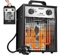 Masko® Chauffage électrique soufflant 2 kW avec thermostat intégré 2000 W 3 niveaux de chauffage pour une utilisation intérieure et extérieure Protection contre les surcharges Ventilateur électrique