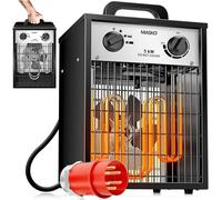 Masko® Chauffage électrique soufflant 5 kW avec thermostat intégré 5000 W 3 niveaux de chauffage pour une utilisation intérieure et extérieure Protection contre les surcharges Ventilateur électrique