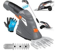 Masko® Cisaille à Gazon | Cisaille à arbustes + Gants, Set avec Batterie 7,2 V 2 000 mA/h et Chargeur | Taille-haie électrique de Jardin | Ciseaux à Gazon avec Lame à Herbe, Lame pour arbuste, Gris