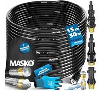 MASKO Debouche canalisation premium Kit de debouchage 200 bars, sac 3 adaptateurs 2 buses systeme rotatif inclus compatible avec