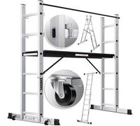 MASKO® Échafaudage de chantier en Aluminium avec plate-forme hauteur de travail 2,75m Max. Charge 150kg Echelle d'échafaudage