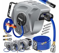 Masko® Enrouleur automatique,pour tuyau d'air comprimé, avec raccord 1/4 '', 10 m, gris