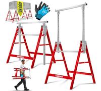 MASKO® Ensemble de 8 tréteaux télescopiques | Tréteau pliable avec capacité de charge max. 200 kg | Tréteau réglable en hauteur Min. / max. hauteur de travail 800-1300 mm | Tréteau d'échafaudage