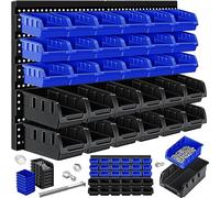 Masko® Étagère Murale, boîtes empilables, boîtes de Rangement Visibles, étagère inclinable, étagère connectable, 32 pièces - Noir/Bleu