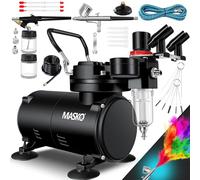 Masko Kit aérographe avec compresseur 4 bar avec pistolets aérographe, pistolet à peinture, kit complet pour tatouage, peinture d'art, aiguilles et buses dans les accessoires, kit double