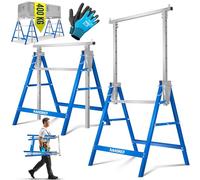MASKO® Lot de 8 tréteaux télescopiques | Tréteau pliable avec capacité de charge max. 200 kg | Tréteau réglable en hauteur Min. / max. hauteur de travail 800-1300 mm | Échafaudage incluant des gants |