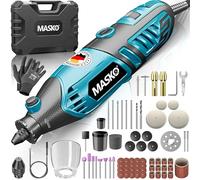 MASKO Outil multifonction rotatif 200 W Vitesse de rotation variable 10 000 à 40 000 tr/min avec arbre flexible Mandrin à serrage rapide Mallette de transport 141 pièces Kit d'accessoires perçage
