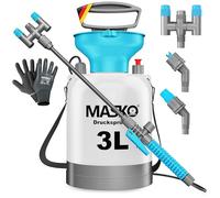 MASKO® Pulvérisateur à pression, résistant aux acides, capacité de 3 l, avec buses réglables et tuyau de 1,3 m, pulvérisateur pour la protection des plantes, le jardin et la voiture, avec sangle de