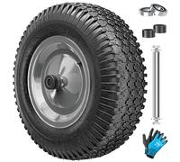 MASKO® Roue de brouette pneumatique 250 kg, 40 cm/15,6", extra large 9,5 cm, anti-crevaison avec jante en acier