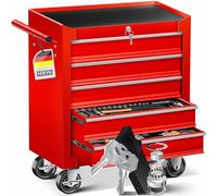 MASKO® Servante d'atelier - 5 tiroirs verrouillables - En métal massif - Chariot à outils mobile sans outils - Chariot d'atelier professionnel non équipé - Chariot de rangement des outils avec serrure