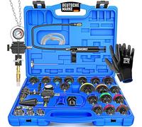 MASKO® Testeur de système de refroidissement & dispositif de poussée | Vérificateur de pression du radiateur Dispositif de dégazage du radiateur 28 pièces incluant adaptateurs de radiateur universels