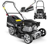 MASKO® Tondeuse à essence 3en1 | Largeur de coupe 42 cm | Réglage de la hauteur de coupe en 7 positions | Moteur 4 temps OHV 3,4 CV | Panier collecteur 50 L