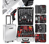 MASKO® Valise à Outils 969 Pièces | Mallette à Outils Set en Aluminium Coffret Boîte à Outils avec Roulettes pour Bricolage Argent