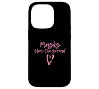 Masks Slow The Spread Cute Pink Heart Face Mask for Girls Coque pour iPhone 14 Pro