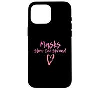 Masks Slow The Spread Cute Pink Heart Face Mask for Girls Coque pour iPhone 16 Pro Max