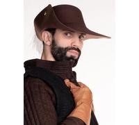 Maskworld Chapeau de mousquetaire en feutre de laine - Athos - Marron - Déguisement de carnaval, de jeux de rôle et de marché médiéval