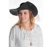 Maskworld Chapeau de mousquetaire en feutre de laine - Athos - Noir - Déguisement de carnaval, de jeux de rôle et de marché médiéval