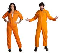 Maskworld Costume de prisonnier avec numéro - Occupant de prison - Combinaison de prisonnier - Orange - Taille : S - Déguisement pour carnaval, Halloween