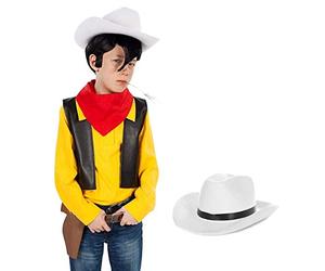 Maskworld Costume Lucky Luke pour enfant avec chapeau de cowboy - Costume western bande dessinée pour enfant 5 pièces - Carnaval (146-152)