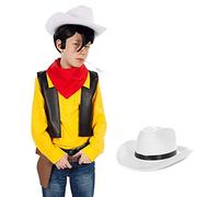 Maskworld Costume Lucky Luke pour enfant avec chapeau de cowboy - Costume western de bande dessinée pour enfant 5 pièces - Carnaval (98-104)