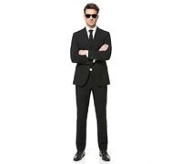 Maskworld Man in Black Costume pour homme - Costume noir avec veste, pantalon, cravate et lunettes de soleil - Tenue classique d'agent secret pour carnaval, Halloween et fêtes à thème