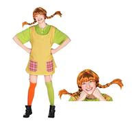 Maskworld Pippi Ensemble de 5 collants longs pour adulte avec perruque Jaune/vert Taille L